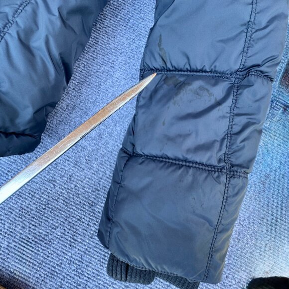 American Eagle Puffer Coat Navy Med Faux Fur Trimmed Detachable Hood - Picture 6 of 12